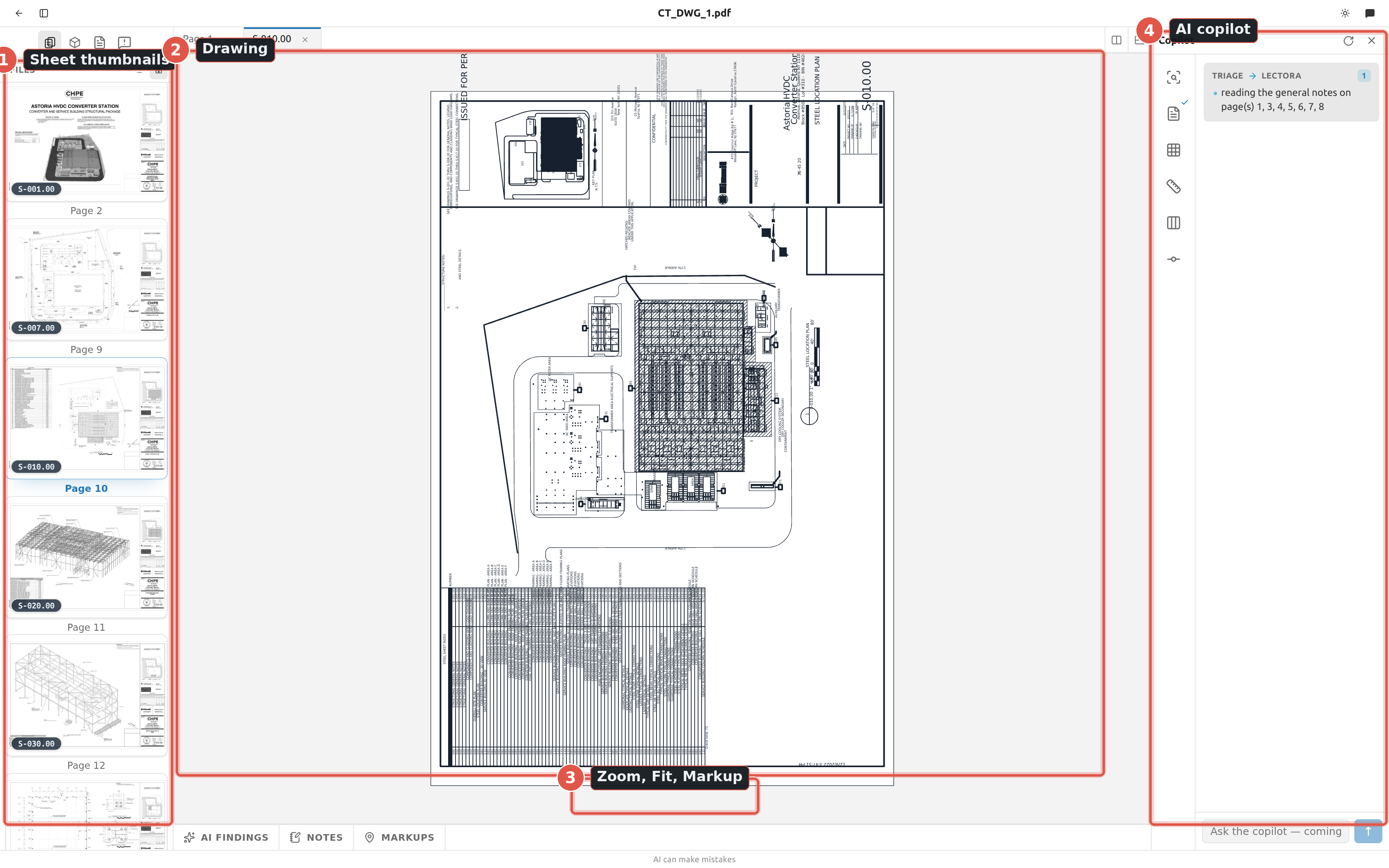 A drawing open in the page viewer with the zoom bar