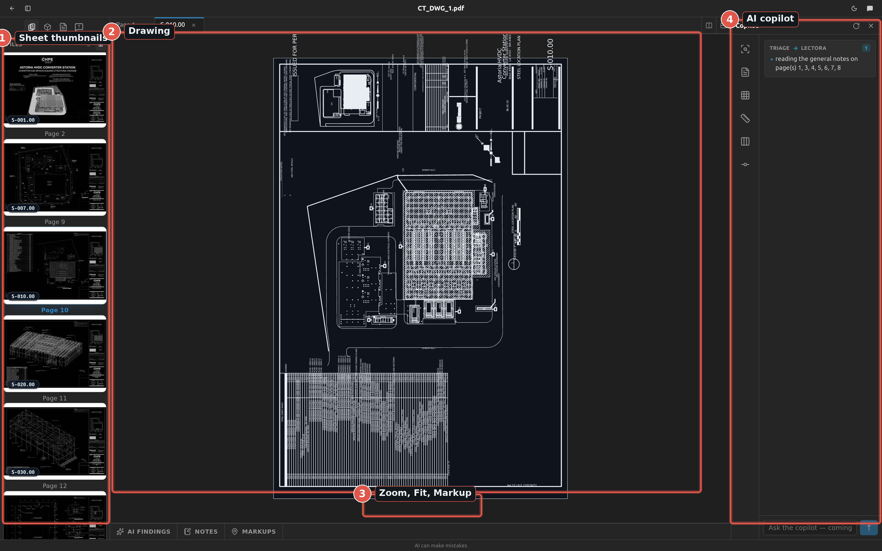 A drawing open in the page viewer with the zoom bar